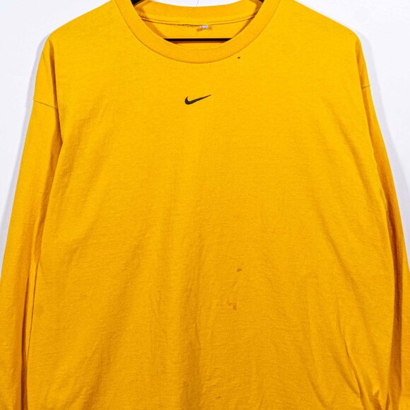 NIKE Center Swoosh Logo T-Shirt Long Sleeve Large Y2K Streetwear Hip Hop Skate - Picture 3 of 8